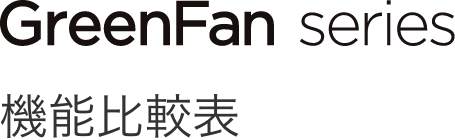 GreenFan Series 機能比較表