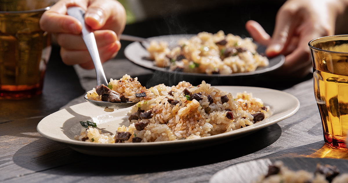 ガーリック・ステーキライス | レシピ | BALMUDA The Plate Pro