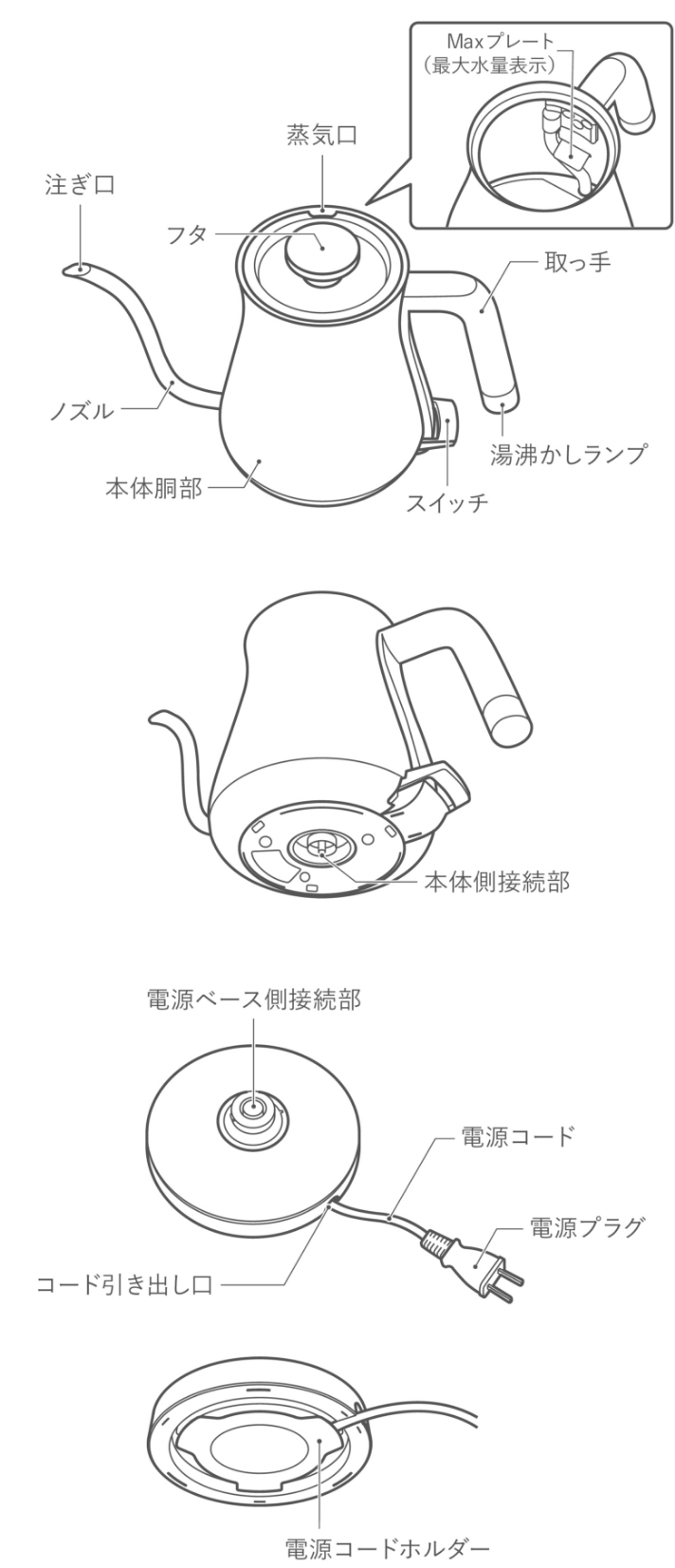 【ラッピング不可】 レトロ感が漂う小さくて美しい電子ケトル バルミューダ 電気ケトル BALMUDA The Pot ホワイト K07AWH